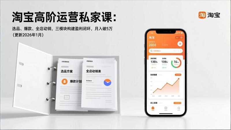 淘宝高阶运营私家课：选品、爆款、全店动销，三模块构建盈利闭环，月入破5万（更新26年1月）