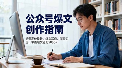 公众号爆文创作指南，涵盖定位设计+爆文写作+商业变现，单篇爆文涨粉5000+