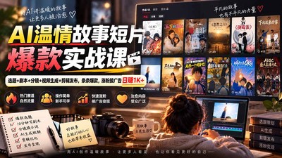 AI温情故事短片爆款实战课-更新｜选题+剧本+分镜+视频生成+剪辑发布，条条爆款，涨粉接广告日赚1K+