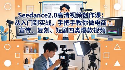 Seedance2.0高清视频创作课：从入门到实战，手把手教你做电商、宣传、复刻、短剧四类爆款视频