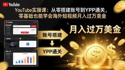 麦子甜YouTube实操课：从零搭建账号到YPP通关，零基础也能学会海外短视频月入过万美金
