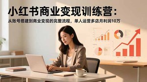 小红书商业变现训练营：从账号搭建到商业变现的完整流程，单人运营多店月利润10万