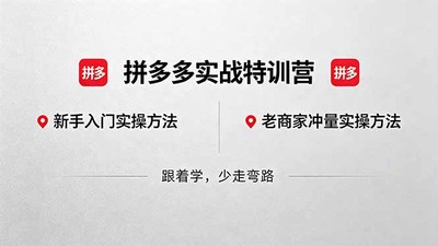 拼多多实战特训营(更新5月15)：不管是新手入门或老商家冲量，都有实操方法，跟着学，少走弯路