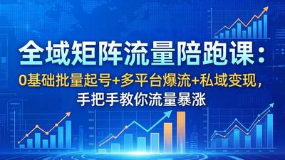全域矩阵流量陪跑课：0基础批量起号+多平台爆流+私域变现，手把手教你流量暴涨