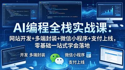 AI编程全栈实战课：网站开发+多端封装+微信小程序+支付上线，零基础一站式学会落地