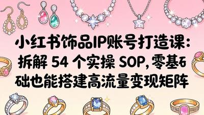 小红书饰品IP账号打造课：拆解 54 个实操 SOP，零基础也能搭建高流量变现矩阵