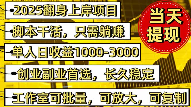 2025翻身上岸项目脚本干活，内部客户经理内部开号，单人日收益1000-3000