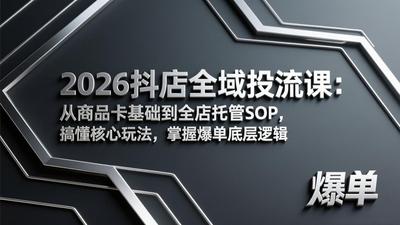 2026抖店全域投流课：从商品卡基础到全店托管SOP，搞懂核心玩法，掌握爆单底层逻辑