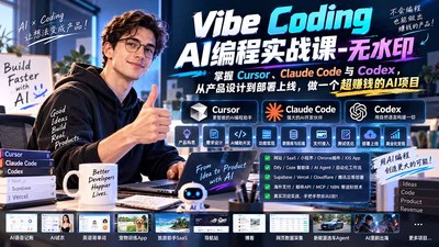 Vibe Coding AI编程实战课-无水印：掌握Cursor、Claude Code与Codex，从产品设计到部署上线，做一个超赚钱的AI项目