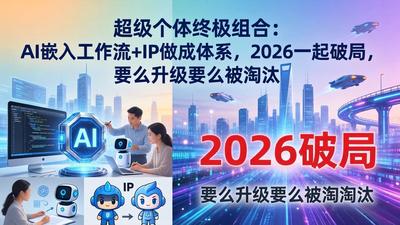 3天2夜4位导师超级个体终极组合：AI嵌入工作流+IP做成体系，2026一起破局，要么升级要么被淘汰
