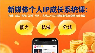 新媒体个人IP成长系统课-更新：构建“能力-私域-公域”闭环，实现从小红书爆款到稳定变现