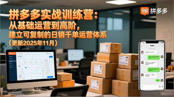 拼多多实战训练营：从基础运营到高阶，建立可复制的日销千单运营体系（更新11月）