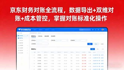 京东财务对账全流程，数据导出+双维对账+成本管控，掌握对账标准化操作
