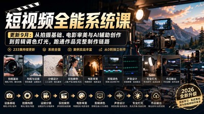 余导·短视频全能系统课-9月完整版：从拍摄基础、电影审美与AI辅助创作到剪辑调色灯光，跑通作品完整制作链路