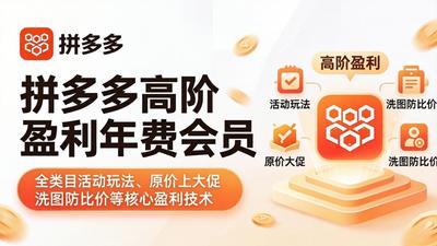 拼多多高阶盈利年费会员(更新4月)：全类目活动玩法、原价上大促、洗图防比价等核心盈利技术