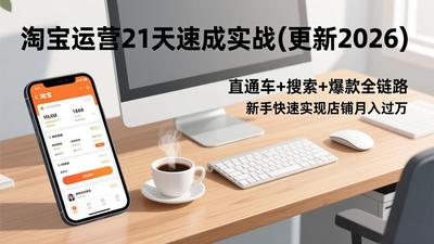 白凤电商淘宝运营21天速成实战(更新2026)，直通车+搜索+爆款全链路，新手快速实现店铺月入过万