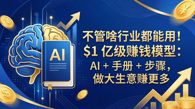 不管啥行业都能用！$1 亿级赚钱模型：AI + 手册 + 步骤，做大生意赚更多