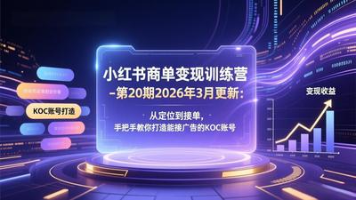 盗坤出品小红书商单变现训练营-第20期26年3月更新：从定位到接单，手把手教你打造能接广告的KOC账号