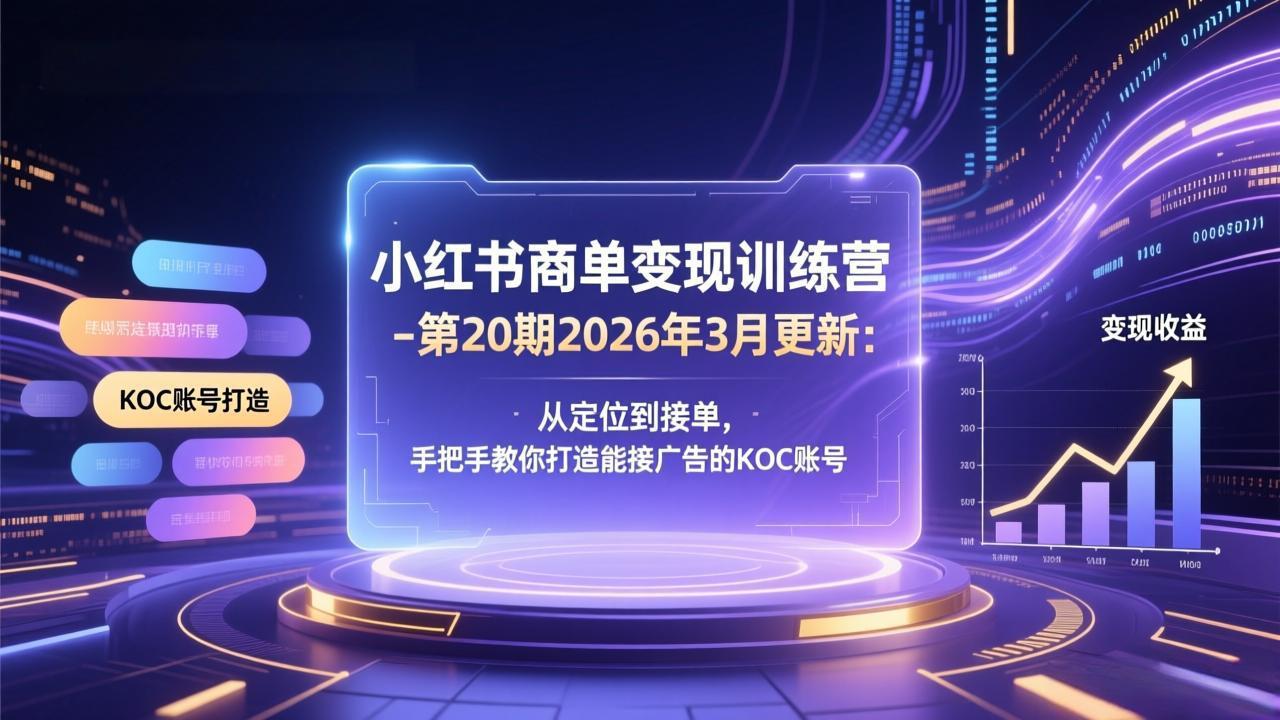 盗坤出品小红书商单变现训练营-第20期26年3月更新：从定位到接单，手把手教你打造能接广告的KOC账号