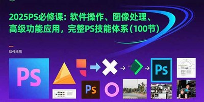 2025PS必修课：软件操作、图像处理、高级功能应用，完整PS技能体系(100节)