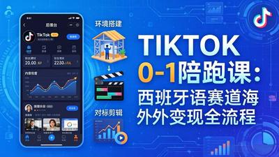 TIKTOK 0-1 陪跑课：从环境搭建到刷对标剪辑，西班牙语赛道海外变现全流程